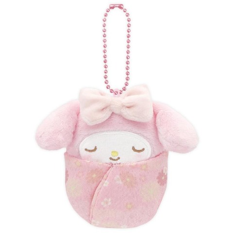 ぬいぐるみキーホルダー（おくるみマスコット和柄　マイメロディ）