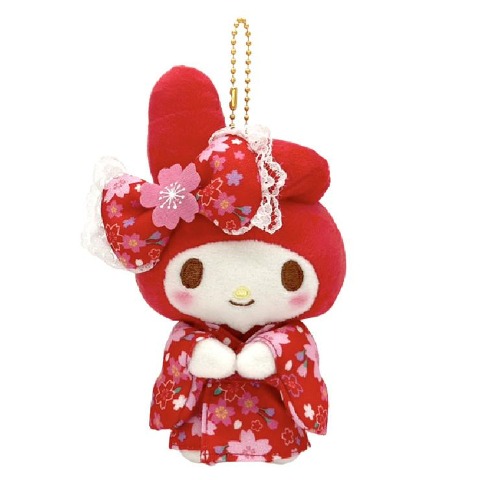 ぬいぐるみキーホルダー（桜着物　マイメロディ　赤）