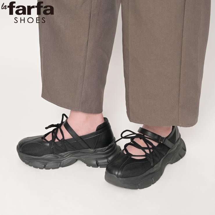 AKIKOAOKI☆バレエスニーカー☆ 収納袋付き レディース 厚底バレエスニーカー（la farfa SHOES【M+～3L+
