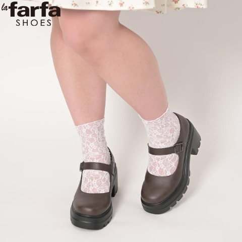 レディース　ベルト使いタンクソールシューズ（la farfa SHOES【M+～３L+】）