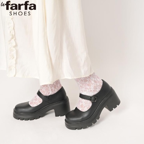 レディース　ベルト使いタンクソールシューズ（la farfa SHOES【M+～３L+】）