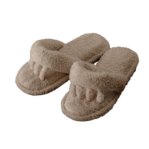 レディース　ルームシューズ （ふんわりパイルの低反発5本指スリッパ　ブラウン）