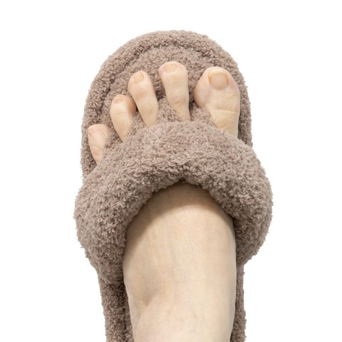 レディース　ルームシューズ （ふんわりパイルの低反発5本指スリッパ　ブラウン）