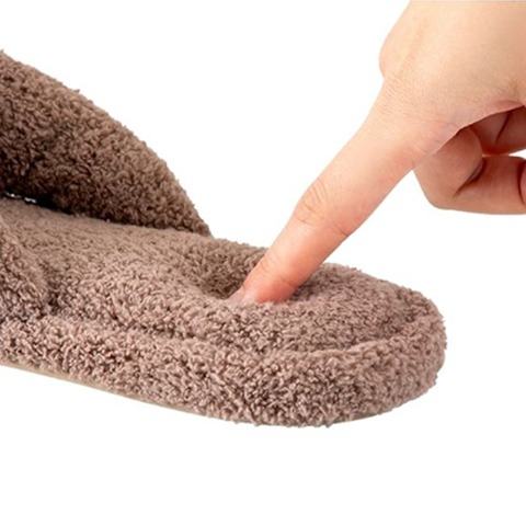 レディース　ルームシューズ （ふんわりパイルの低反発5本指スリッパ　ブラウン）