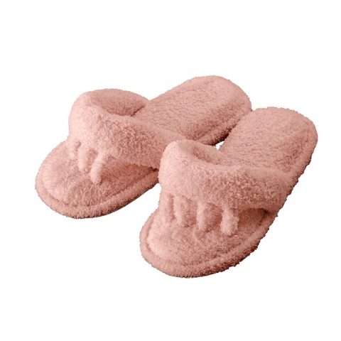 レディース　ルームシューズ （ふんわりパイルの低反発5本指スリッパ　ピンク）