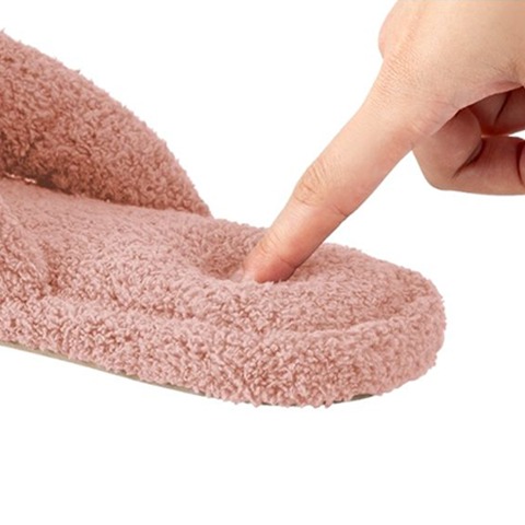 レディース　ルームシューズ （ふんわりパイルの低反発5本指スリッパ　ピンク）
