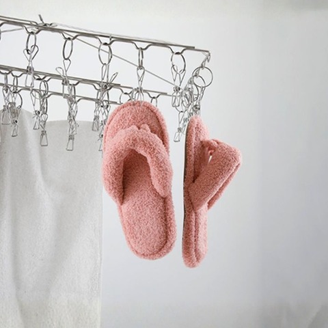 レディース　ルームシューズ （ふんわりパイルの低反発5本指スリッパ　ピンク）