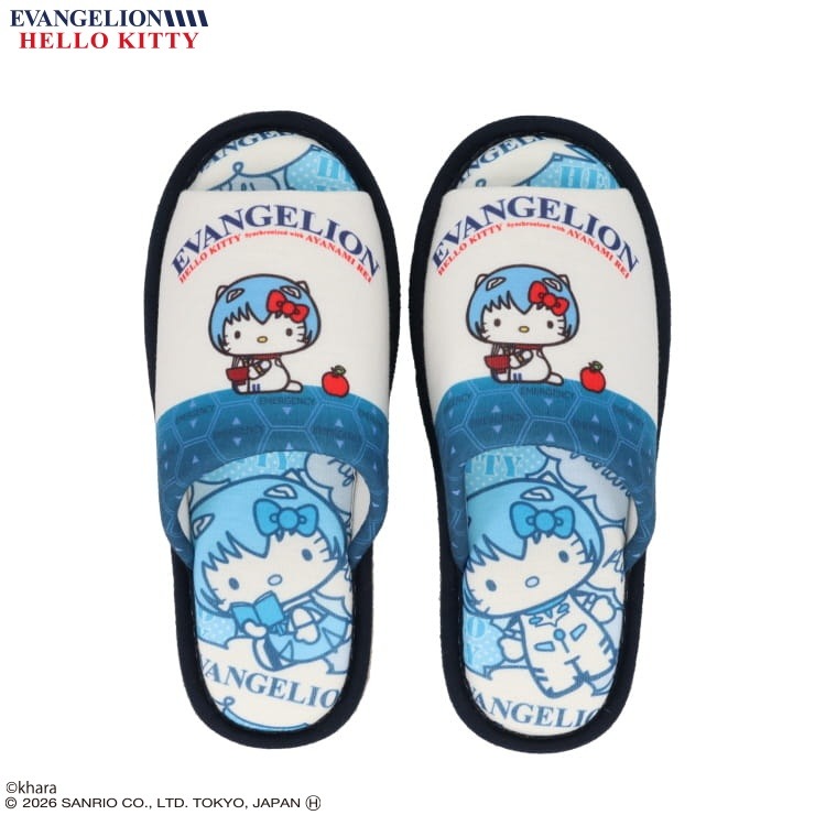 ハローキティ　70年代復刻版　バケツ缶　スリッパ　ミラー 大人 スリッパ（23～25cm・EVANGELION×HELLO KITTY） | ディバロ