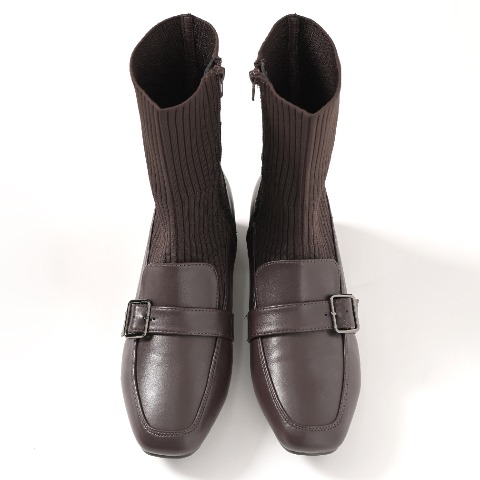 レディース　ニットコンビショートブーツ（la farfa SHOES)