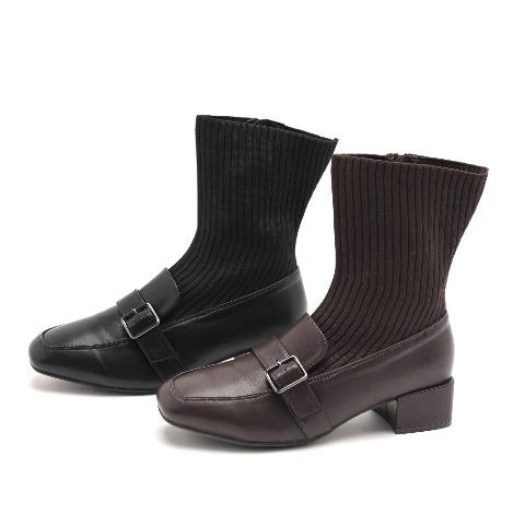 レディース　ニットコンビショートブーツ（la farfa SHOES)