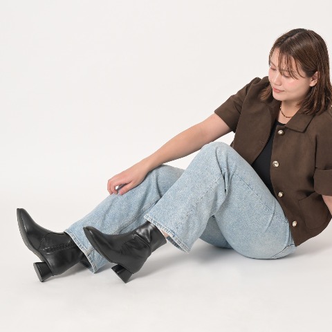 レディース　ストレッチショートブーツ（la farfa SHOES)