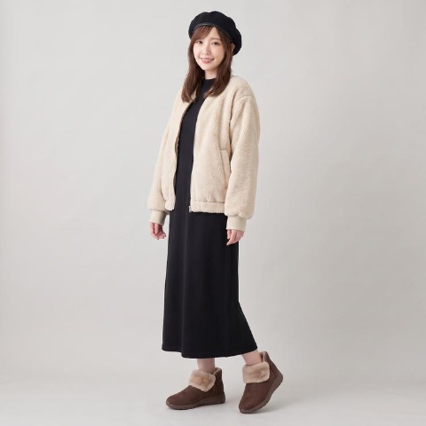 レディース　立ったまま履けるボアブーツ（ELLE PLANETE）