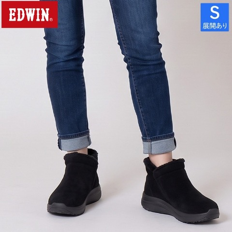 レディース　立ったまま履ける斜めジップブーツ（EDWIN）