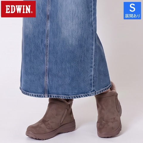 レディース　立ったまま履ける斜めジップブーツ（EDWIN）