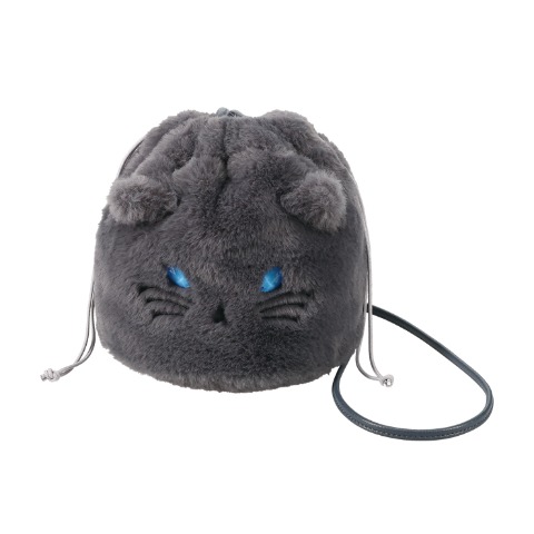 ファー巾着ショルダーバッグ（猫）