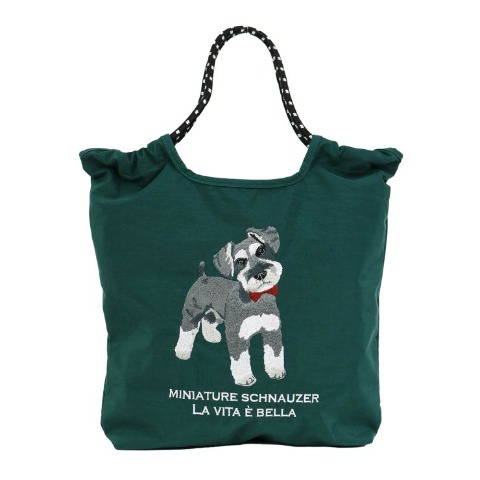 アニマル刺しゅうコードトートバッグ（シュナウザー）