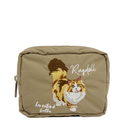アニマル刺しゅうポーチ（ラグドール）