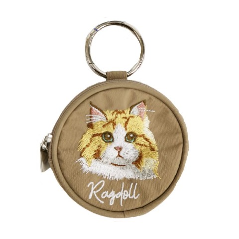 アニマル刺しゅう丸ポーチ（ラグドール）