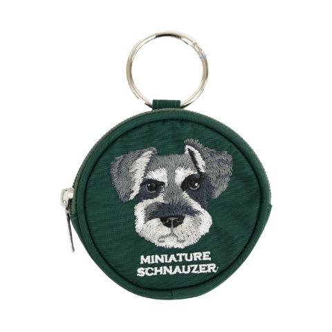 アニマル刺しゅう丸ポーチ（シュナウザー）